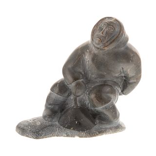 Inuit Carved Stone Figure of a Seal Hunter