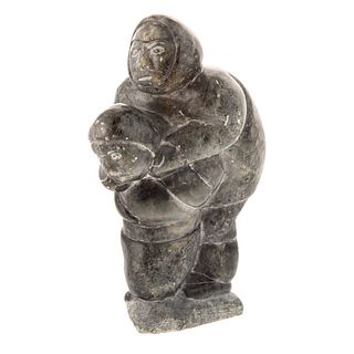 Inuit Carved Stone Figural Group, Adamie Amm