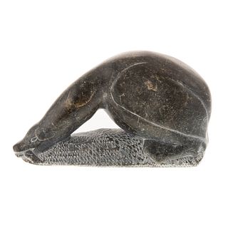 Inuit Carved Stone Goose Swallowing a Fish
