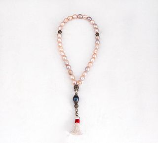 Tasbih Oriente medio Siglo XX. 33 perlas blancas, una perla negra.