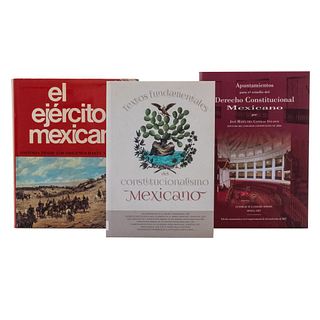 Lote de libros: Constitucionalismo Mexicano.a) El Ejército Mexicano.b) Apuntamientos para el Estudio del Derecho Constitucional...Pzs:3