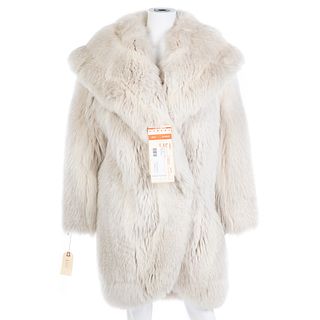A Shawl Collar White Fox Coat