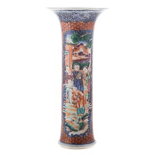 Chinese Export Mandarin Palette Trumpet Vase