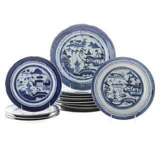 13 Chinese Export Canton Porcelain Plates