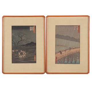 Ando Hiroshige. Two Color Woodblock Prints