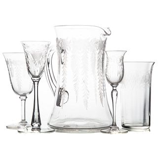 Assembled Set of Etched Glassware