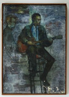 Frank Milby Social Realist Painting of a Guitarist