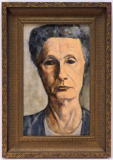 American Social Realist Portrait Painting of Woman
