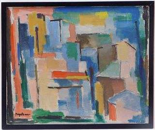 Reuben Fogelson O/C Colorful Abstract Painting