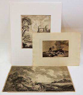 3PC Antique Goya Meyeringh Etching Print Group