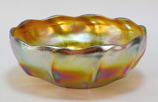 Tiffany Gold Iridescent Favrile Art Glass Bowl