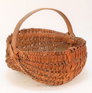 19C American Primitive Woven Buttock Basket