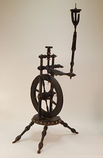 1867 Sailor Made Ebony Bone Folk Spinning Wheel