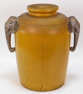 Japanese Meiji Period Carved Wood Elephant Vase