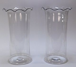 PR. Antique Ruffle Glass Banquet Table Vases