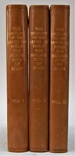 3 Vol. Leatherbound Books History King Philip II