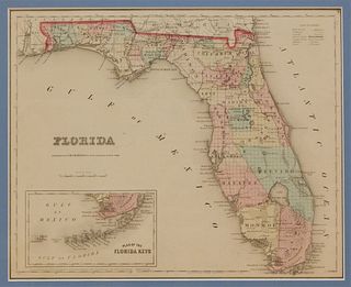 1855 J.H. Colton & Co. Florida Hand Colored Map