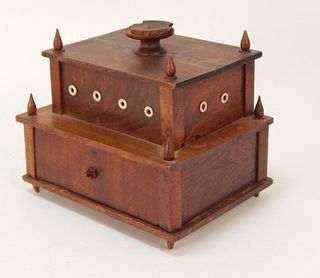 19C Primitive Folk Sailor Made Spool Container Box