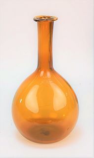 Antique Black Cased Amber Art Glass Flask Vase