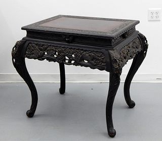 Japanese Lacquered Carved Wood Table