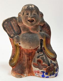 Chinese Terracotta Pottery Buddha Budai God Figure