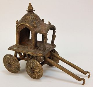 Antique India Brass Temple Carriage Pull Toy