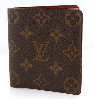 Vintage Louis Vuitton Bifold Wallet, in brown and tan monogram coated canvas, opening to a tonal interior lining with one bill compa...