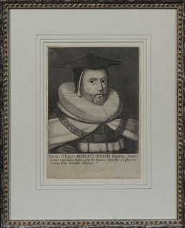 Wenzel Hollar Von Prachna (1607-1677), "Portrait of Robert Heath (1575-1659)," 1667, etching of the eminent judge and politician, wi...