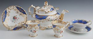 Six Piece English Porcelain Partial Tea Service, 1833-1847, by Copeland & Garrett, consisting of a teapot, 2 coffee cups, a tea cup,...