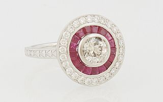 Lady's Platinum Dinner Ring, with a central