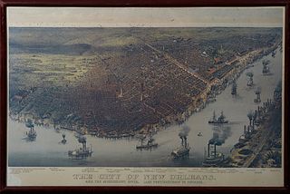 Currier and Ives, "The City of New Orleans and the Mississippi River, Lake Pontchartrain in the Distance,"