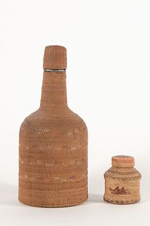 Tlingit, Two Basketry Bottles, ca. 1900