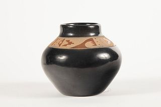 San Ildefonso, Barbara Gonzales, Two-Toned Blackware Jar