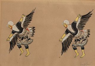 Thomas Vigil [Pan Yo Pin], Untitled (Two Eagle Dancers)