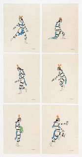 J. D. Roybal [Oquwa], Six Koshare Drawings, 1977
