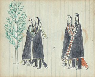 Plains, Double-Sided Ledger Drawing, ca. 1880-1900