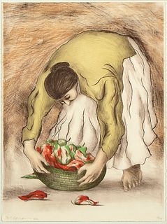 R. C. Gorman, Woman with Chili Peppers, 1976