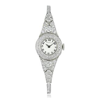 Tiffany & Co. Art Deco Diamond Watch in Platinum