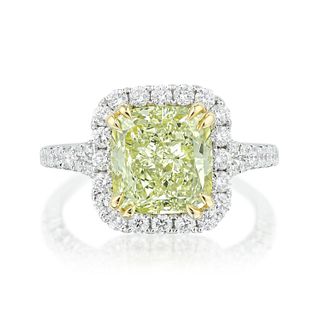 3.13-Carat Fancy Grayish Yellowish Green Diamond Ring