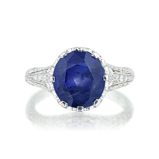 Kashmir Unheated Sapphire and Diamond Ring