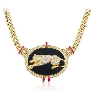 Diamond and Ruby Panther Necklace