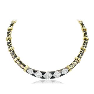 Diamond and Black Mother of Pearl Necklace, Italian