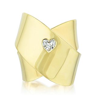 Heart-Shaped Diamond Cross Ring, Italian