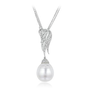 South Sea Cultured Pearl and Diamond Pendant Necklace, Italian