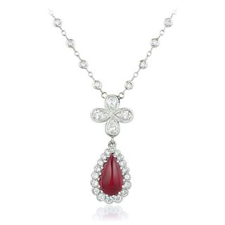 Burmese Ruby and Diamond Necklace