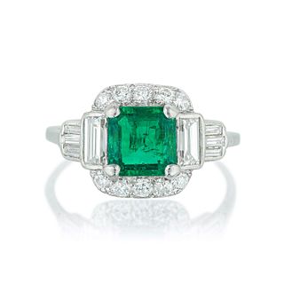 Cartier Art Deco Emerald and Diamond Ring