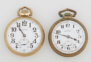 Two Illinois Bunn Special Gold Filled Pocket-watches, both 1923, Model 9, Size 16s, Ser. # 4440770, and Ser. # 4404131, both 21 jewels, running. (2 Pc