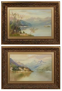 John Shapland (1865-1929, British), "Isola Superior, Lake Maggiore," and "Near Gandria, Lake Lugano," 19th c., pair of watercolors, signed, titled and