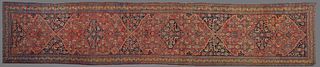 Semi-Antique Persian Runner, 3' 10 x 19' 1. Provenance: from a Garden District Collector, New Orleans, Louisiana.