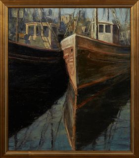 New Orleans School, "Bayou Harbor, New Orleans, LA," Early 20th c., oil on board, titled signed Zoofooz lower right vertically, and placed verso, pres